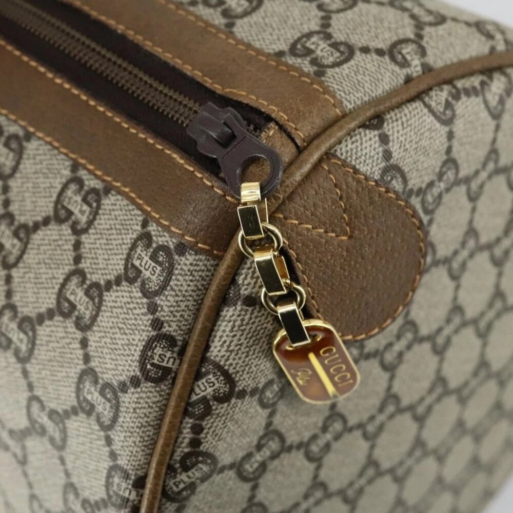GUCCI GG Plus Supreme Boston Bag PVC Beige Gold Auth 151625 - Picture 9 of 16